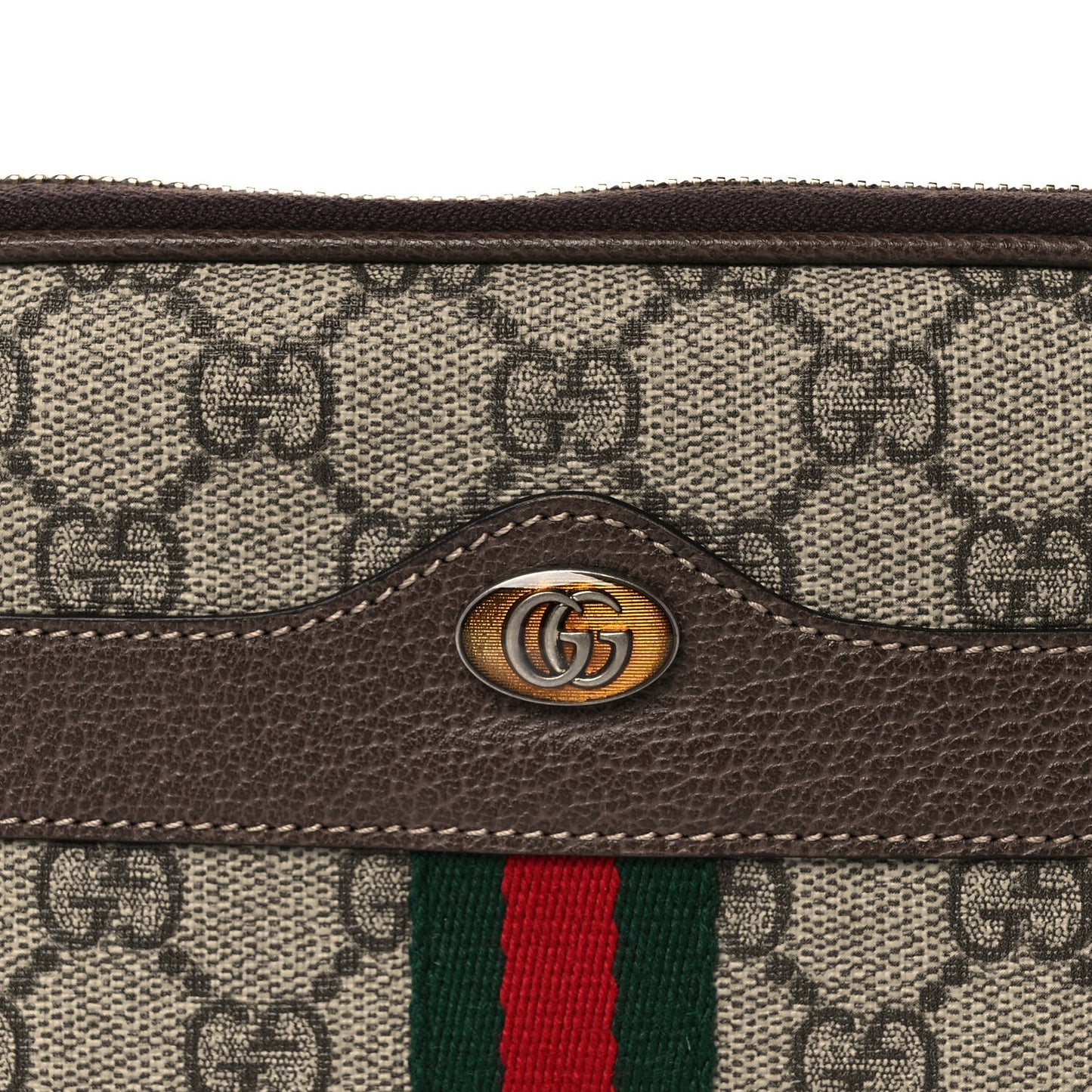 GG Supreme Monogram Ophidia Belted iPhone Case 95 38 Dark Brown