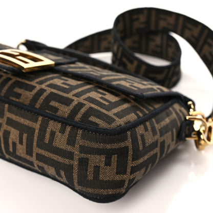 Fendi Fabric Jacquard FF 1974 Medium Baguette Tobacco Moro Black 8 of 9