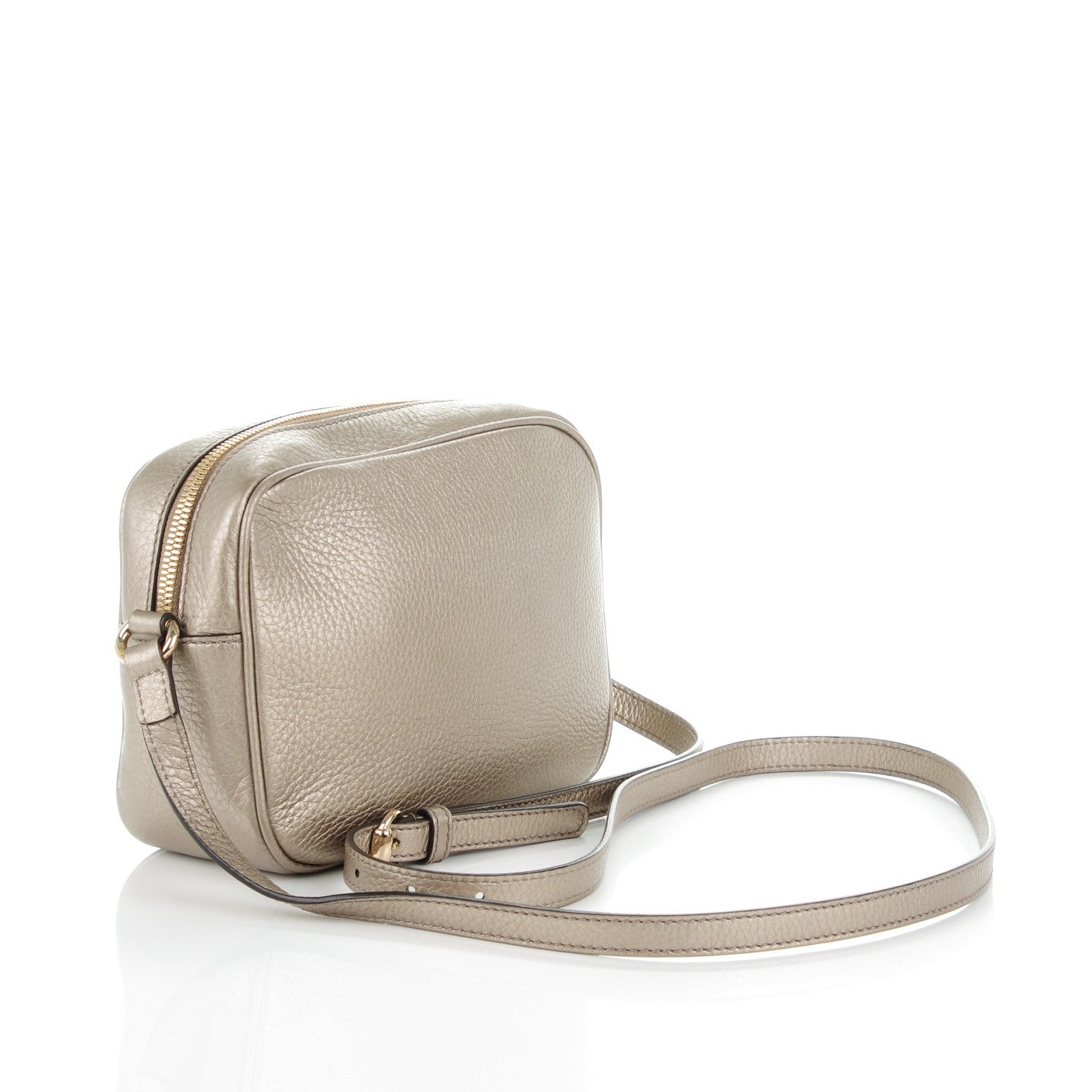 Gucci Metallic Pebbled Calfskin Small Soho Disco Bag Golden Beige 3 of 7