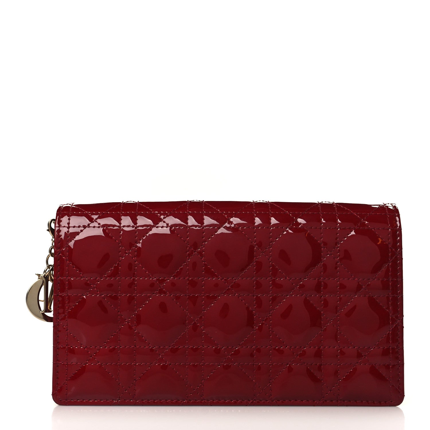 Christian Dior Patent Cannage Lady Dior Chain Wallet Rouge Ceris 2 of 10