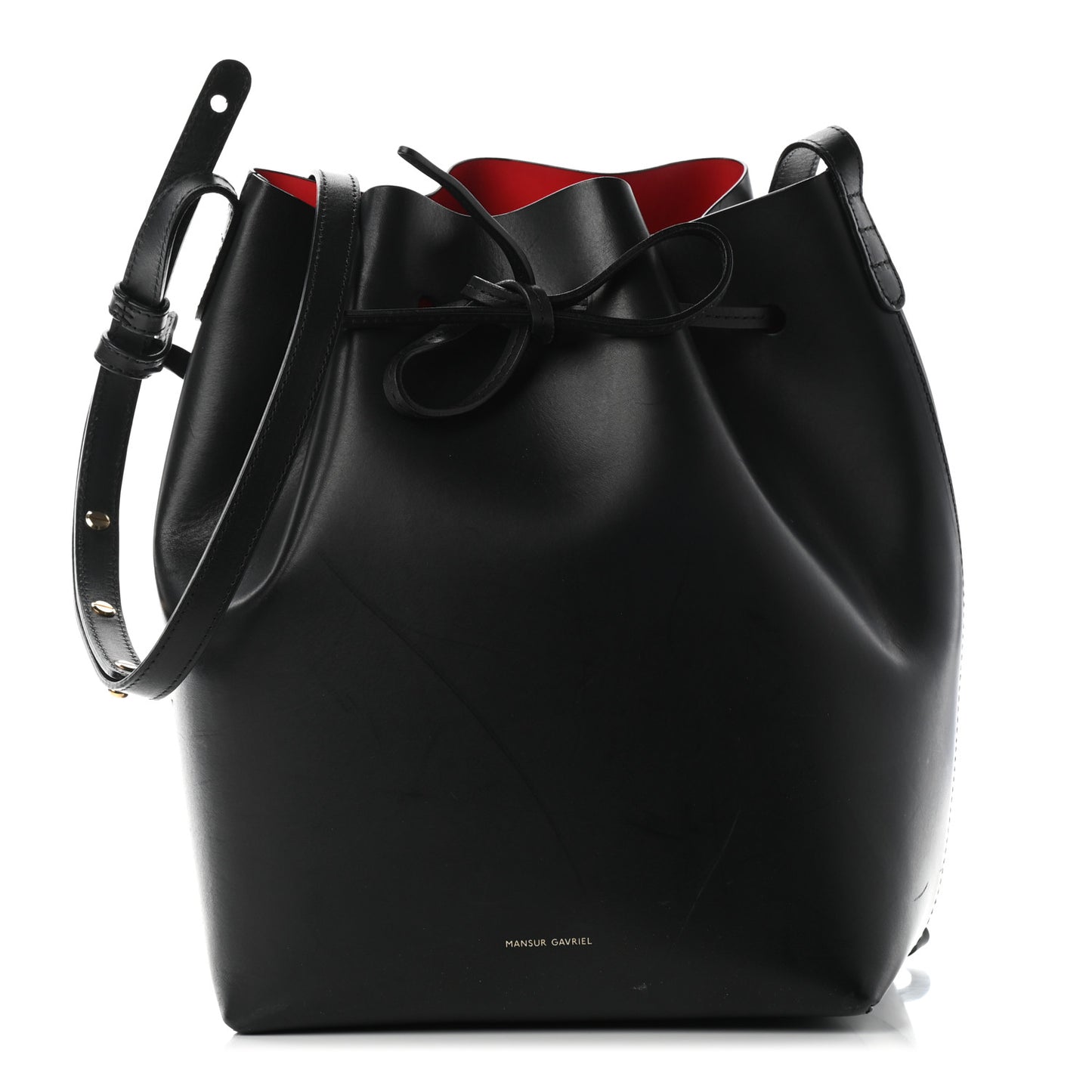 Vegetable Tanned Calfskin Bucket Bag Black Flamma