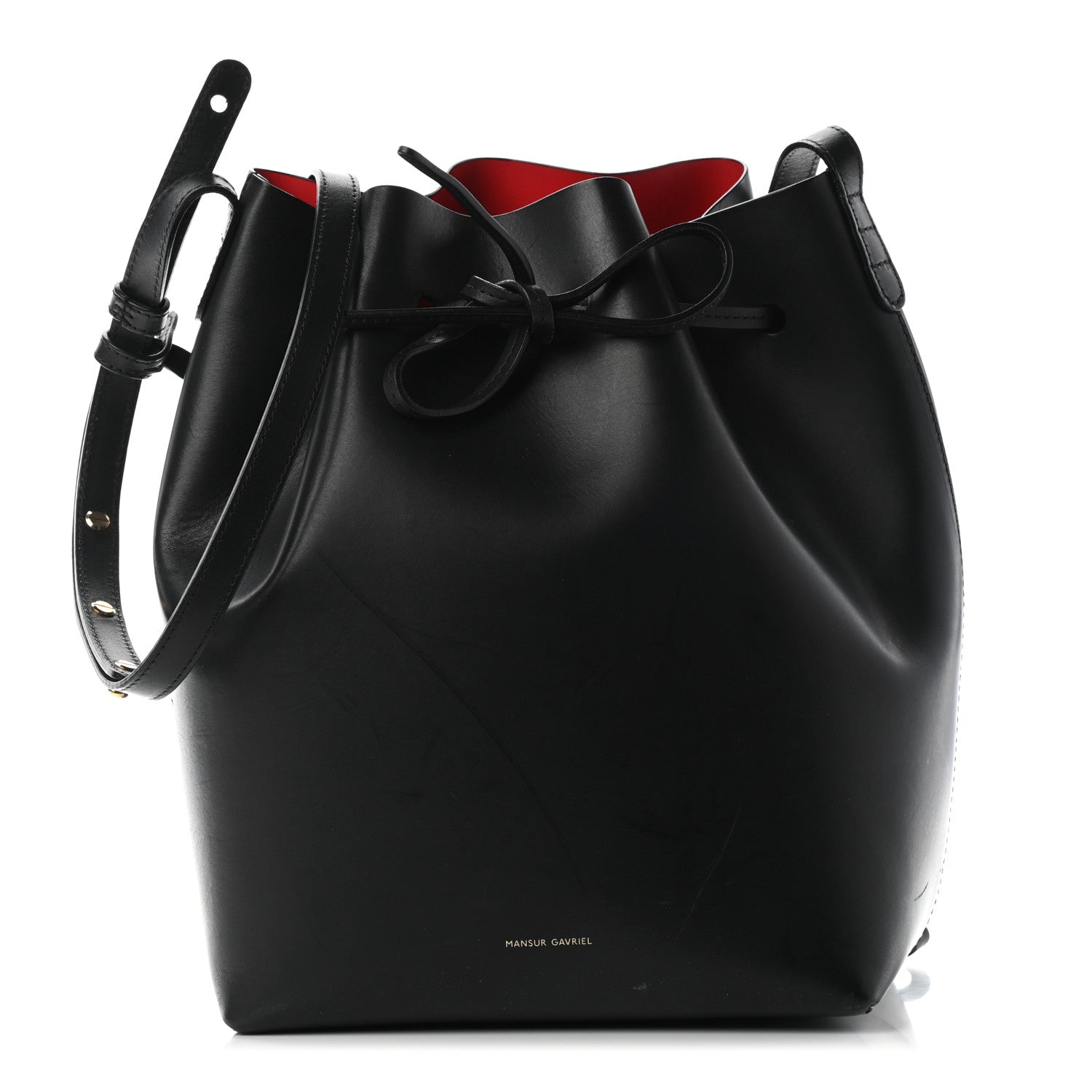 Mansur Gavriel Vegetable Tanned Calfskin Bucket Bag Black Flamma 1 of 11