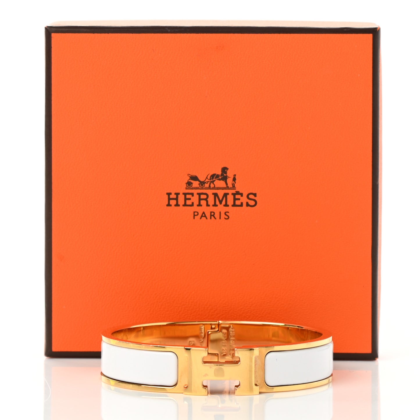 Enamel Narrow Clic Clac H Bracelet PM White
