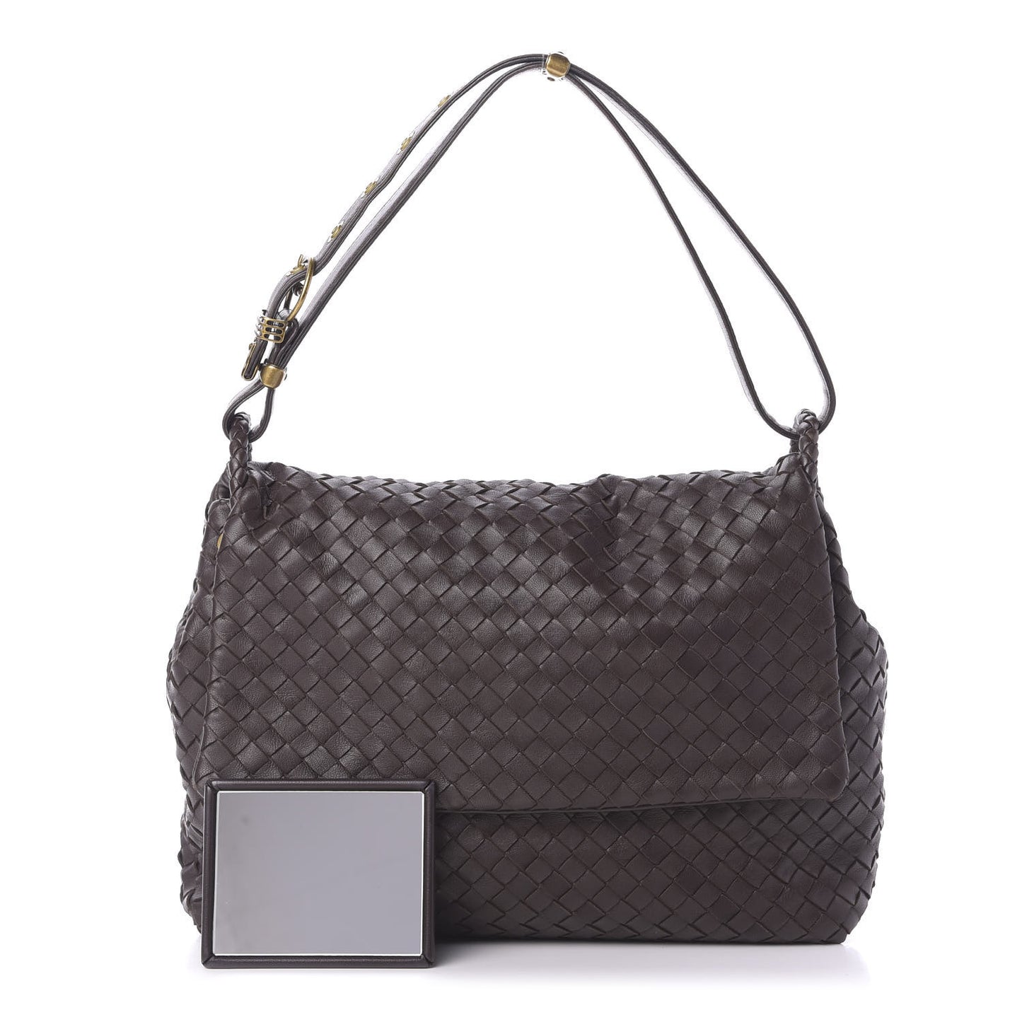 Nappa Intrecciato Flap Shoulder Bag Ebano