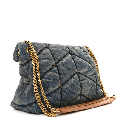 Saint Laurent Denim Quilted Small Loulou Puffer Monogram Chain Satchel Blue Cinnamon 3 of 11