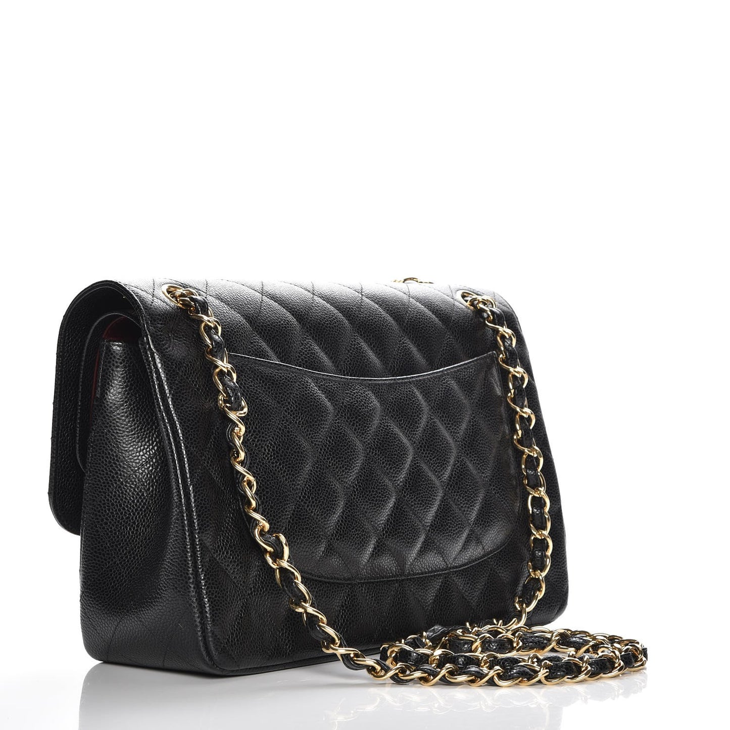 Caviar Quilted Jumbo Double Flap Black