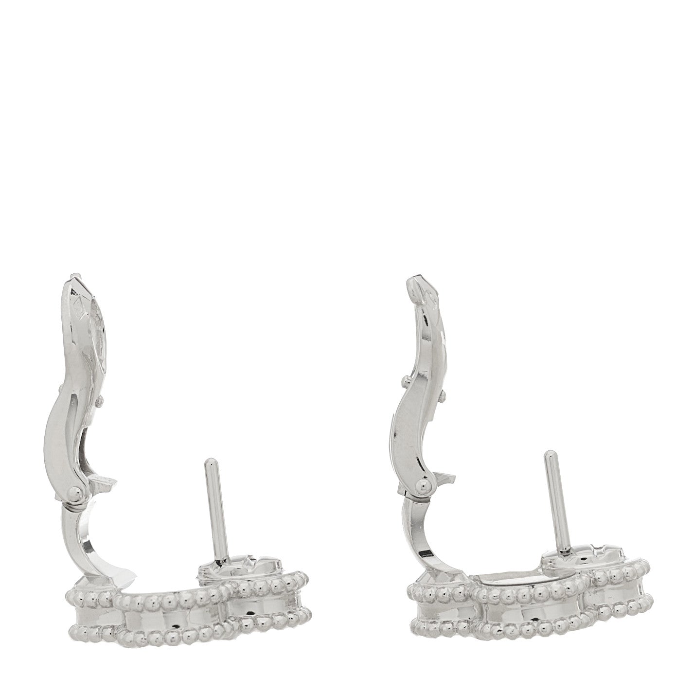 18K White Gold Guilloche Vintage Alhambra Earrings