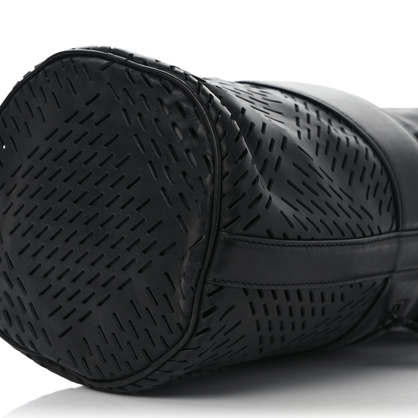 Perforated Calfskin Bucket Bag Black