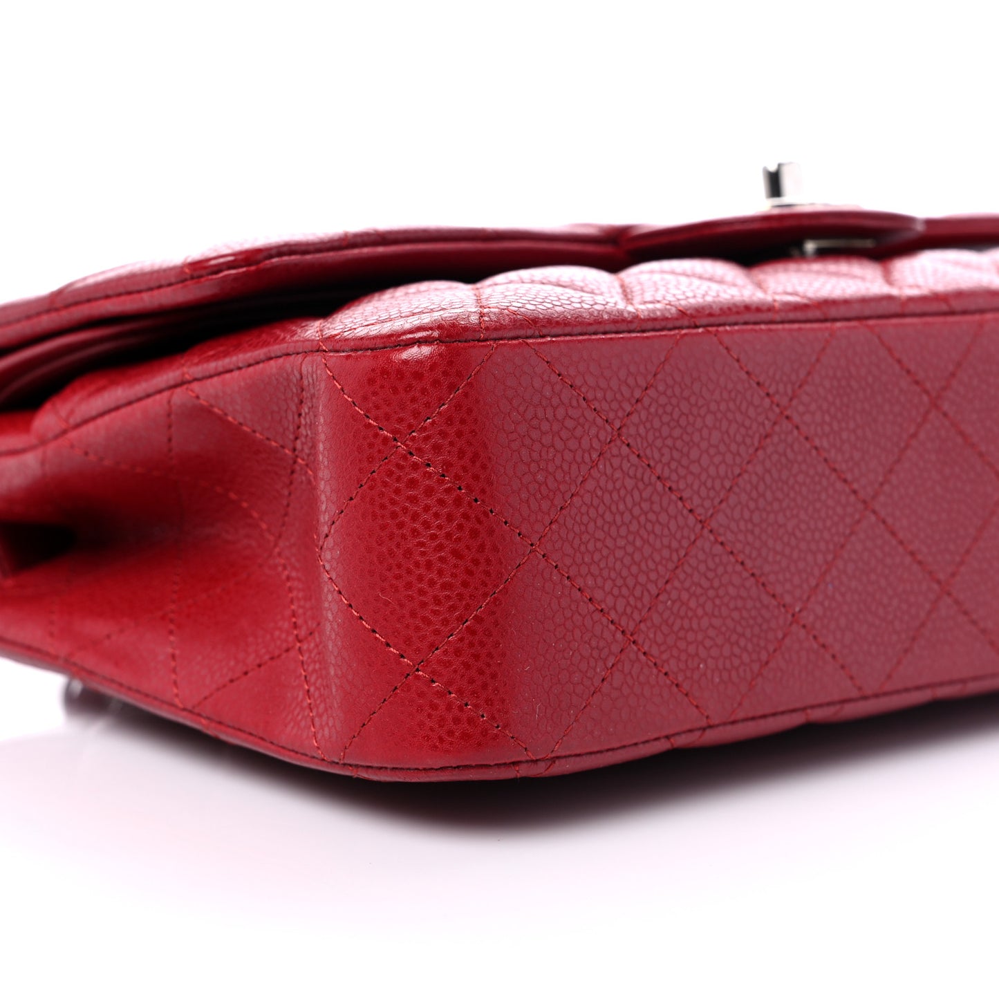 Caviar Quilted Medium Double Flap Red