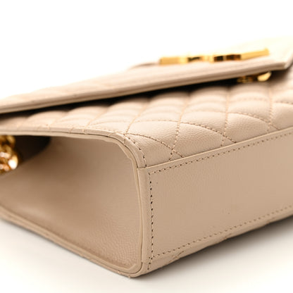 Saint Laurent Grain De Poudre Textured Mixed Matelasse Medium Triquilt Monogram Satchel Dark Beige 8 of 9