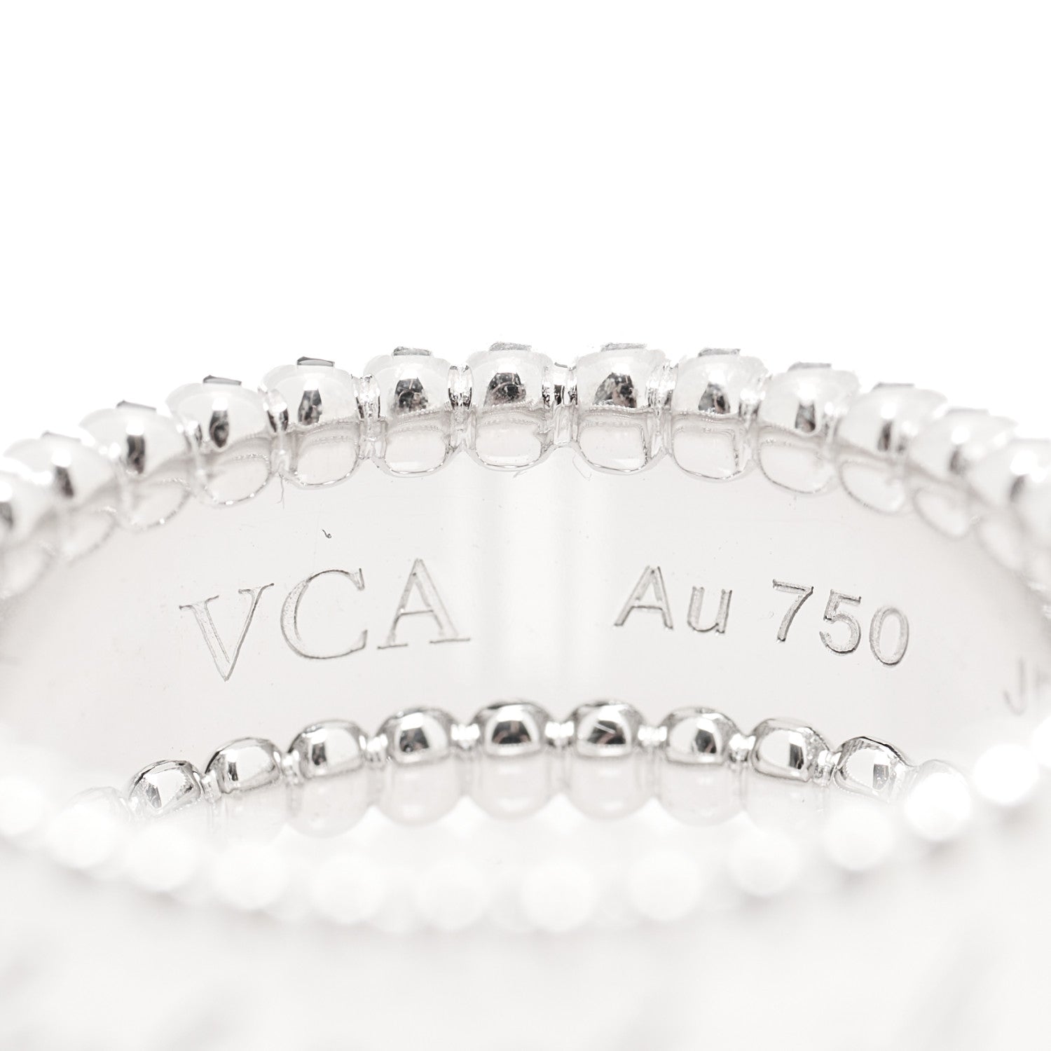 Van Cleef & Arpels 18K White Gold Perlee Signature Ring 53 6.25 4 of 4