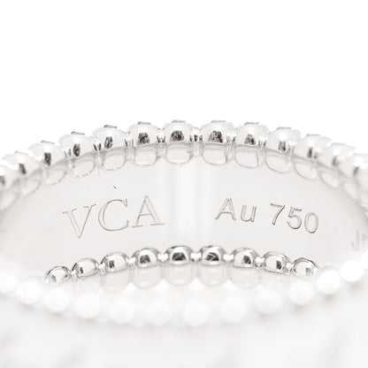 Van Cleef & Arpels 18K White Gold Perlee Signature Ring 53 6.25 4 of 4
