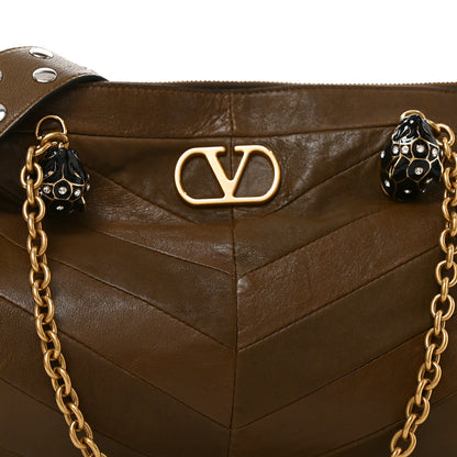 Valentino Garavani Shiny Nappa Crystal Chevron Patchwork Medium Panthea Bag Tundra 7 of 9