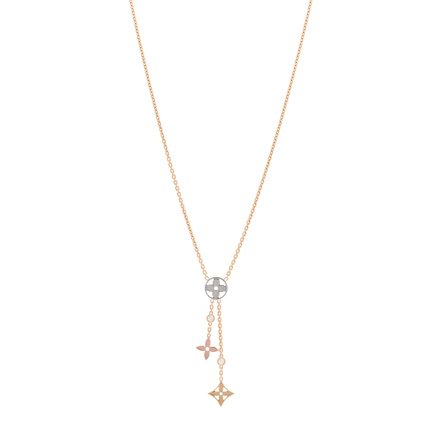 18K Yellow White Rose Gold Diamond Idylle Blossom Y Pendant Necklace