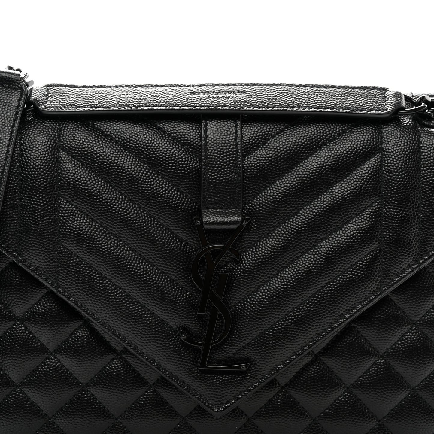 Grain De Poudre Textured Mixed Matelasse Triquilt Medium Monogram Monochrome Satchel Black