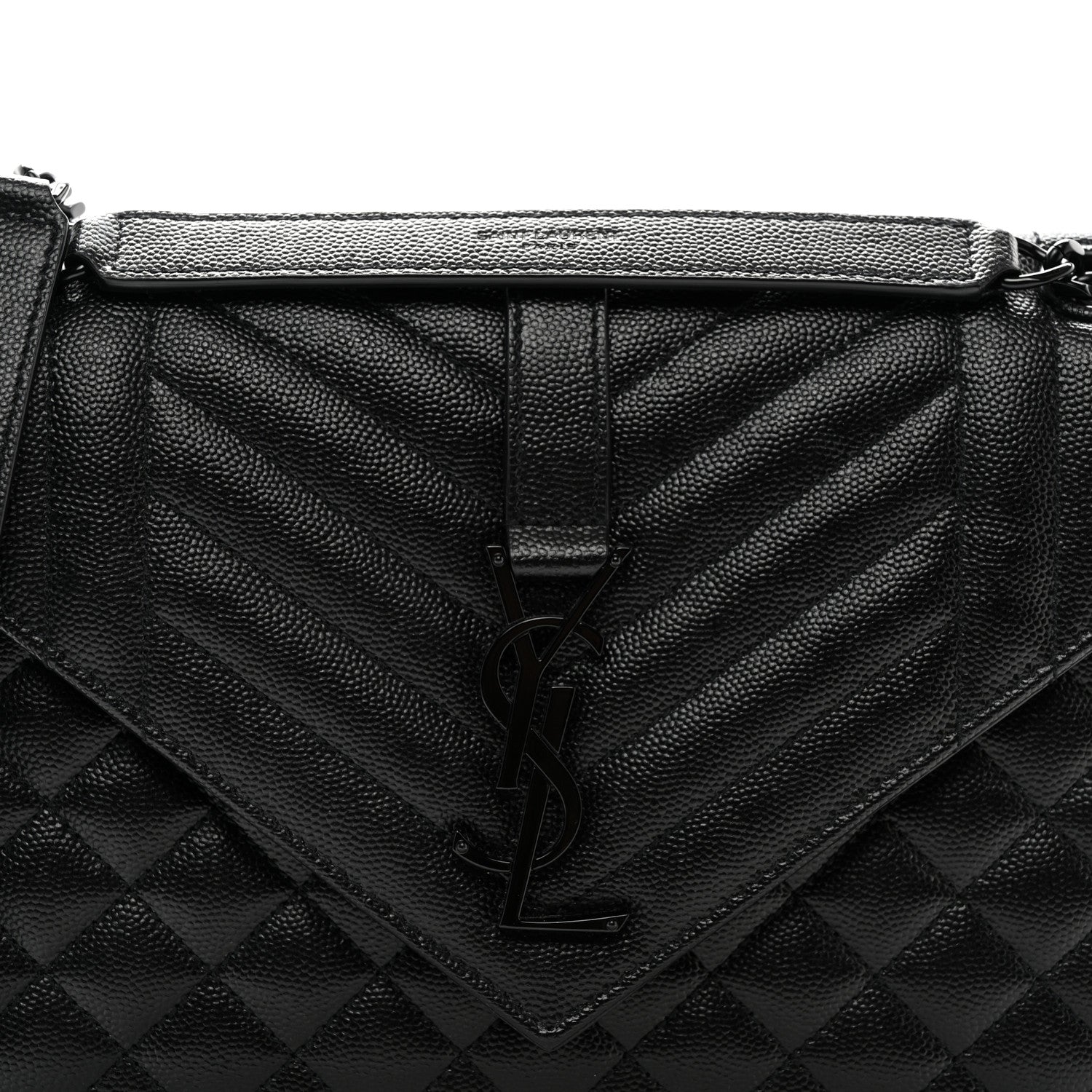 Saint Laurent Grain De Poudre Textured Mixed Matelasse Triquilt Medium Monogram Monochrome Satchel Black 8 of 10