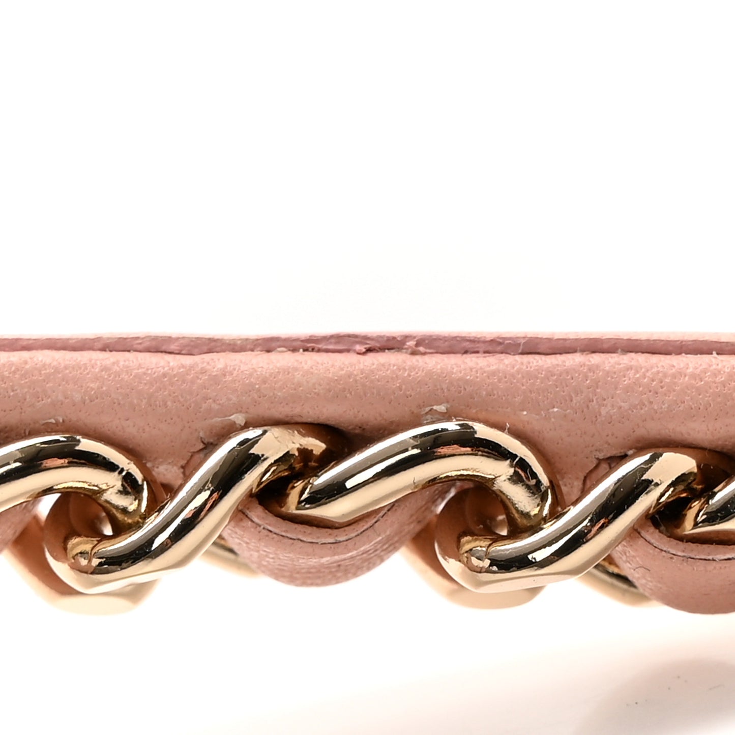 Metal Lambskin CC Turnlock Chain Headband Gold Pink