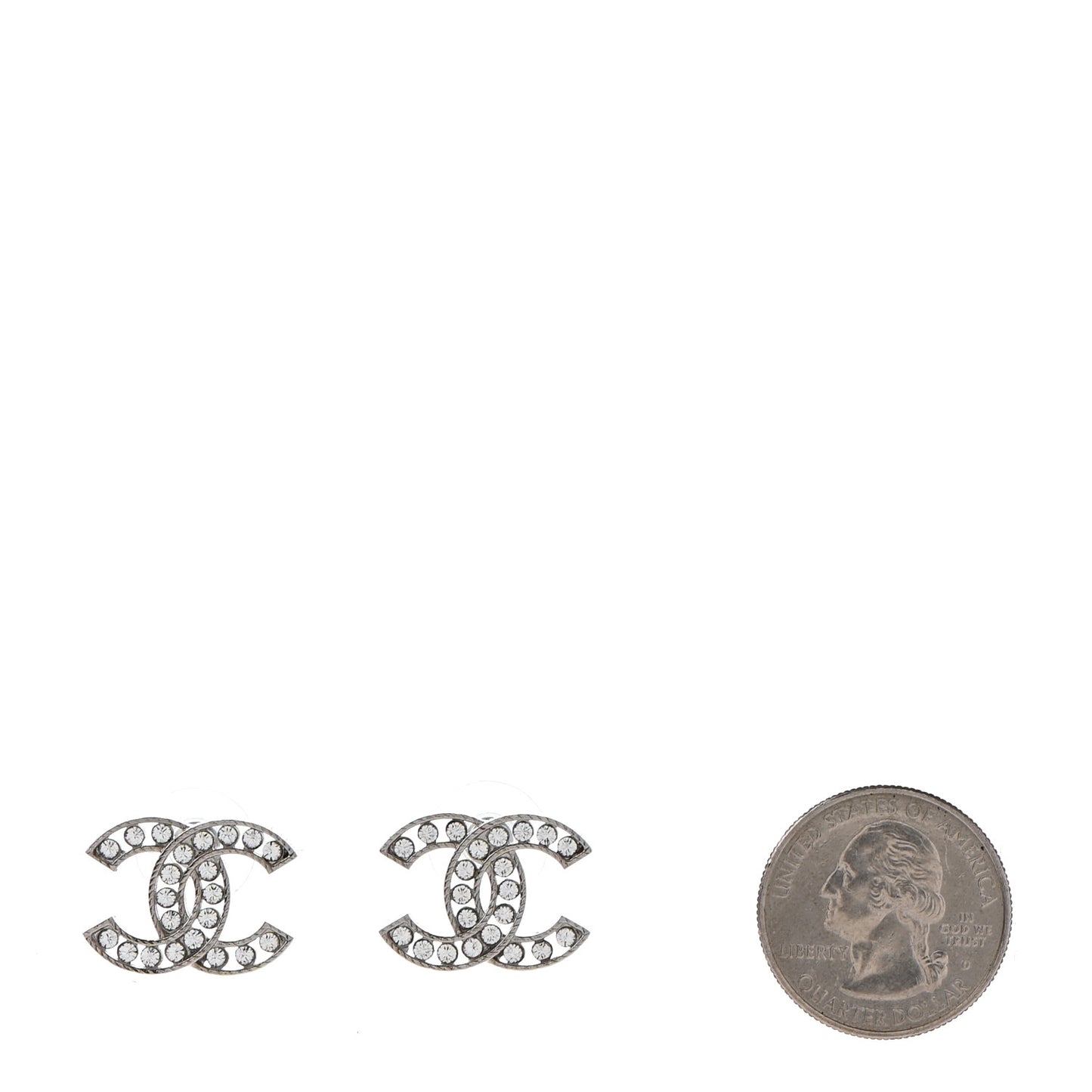 Crystal CC Chain Earrings Silver