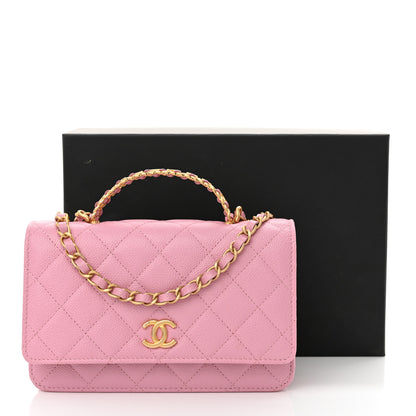 Chanel Shiny Caviar Quilted Pick Me Up Wallet On Chain WOC Pink 12 of 12