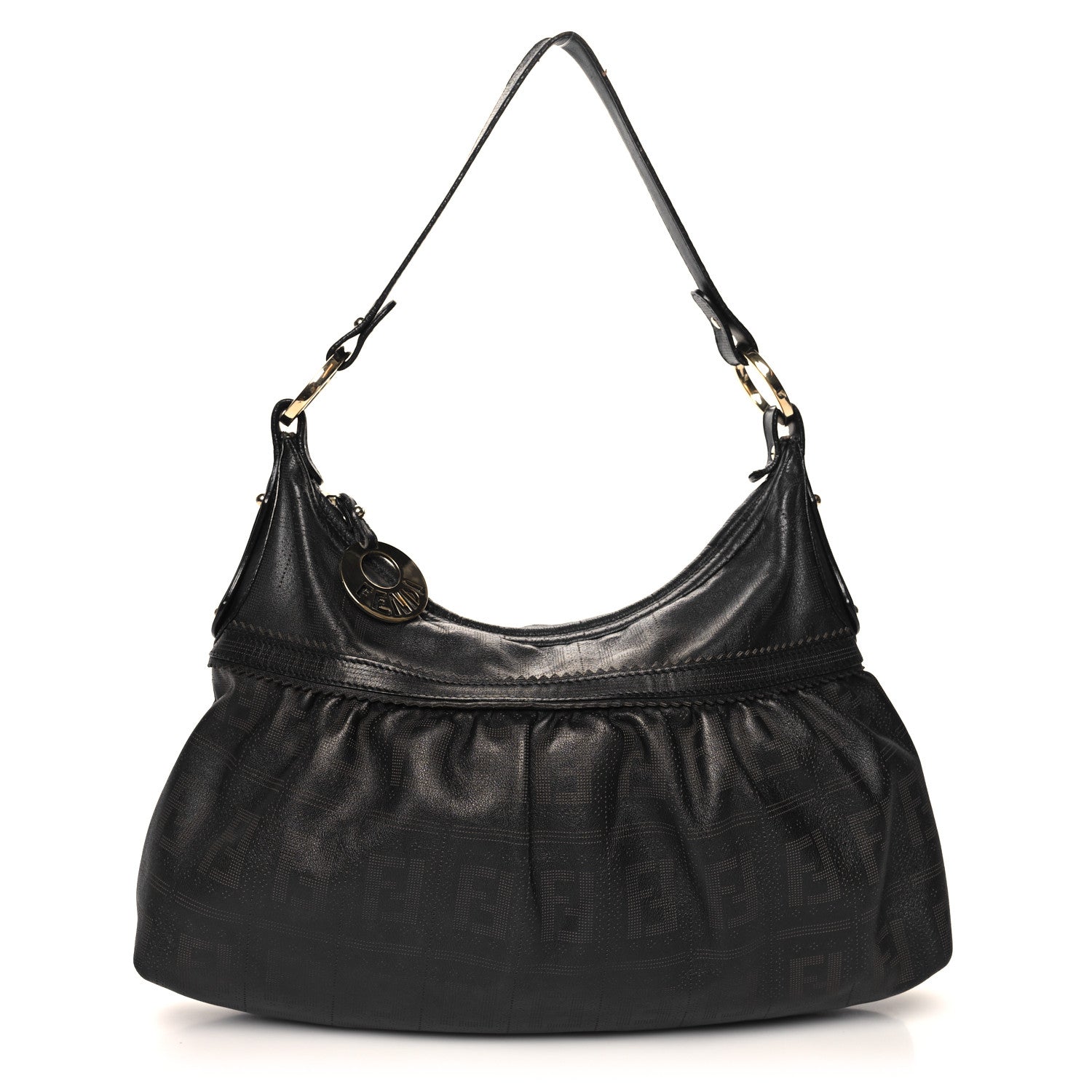 Fendi Vitello FF Perforated Chef Hobo Black 1 of 11