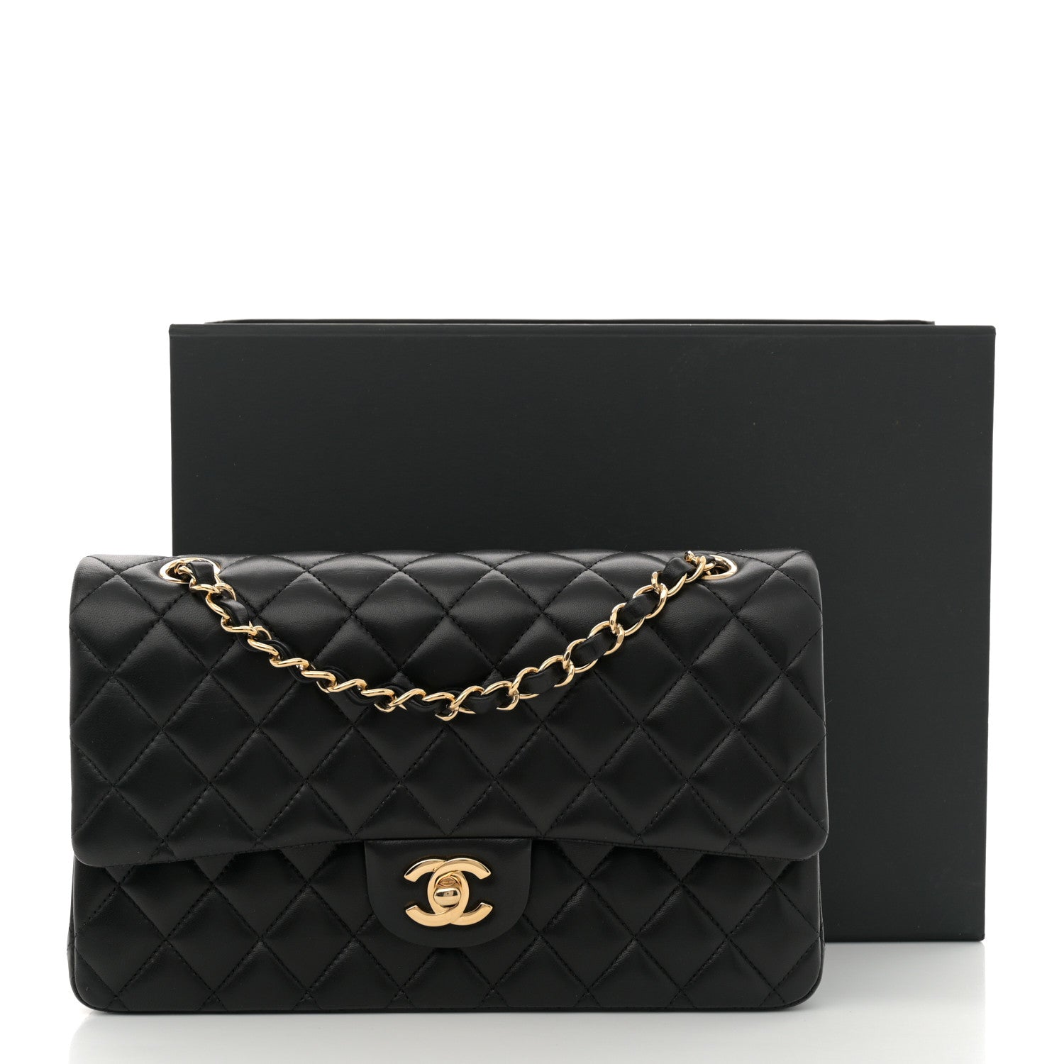 Chanel Lambskin Quilted Medium Double Flap Black 11 of 11