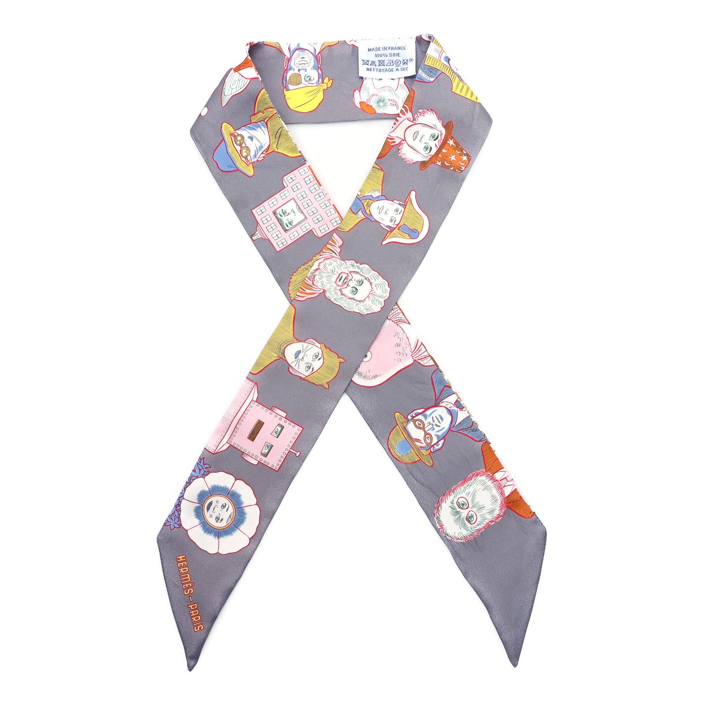 Silk Dress Code Twilly Gris Jaune Vif Orange