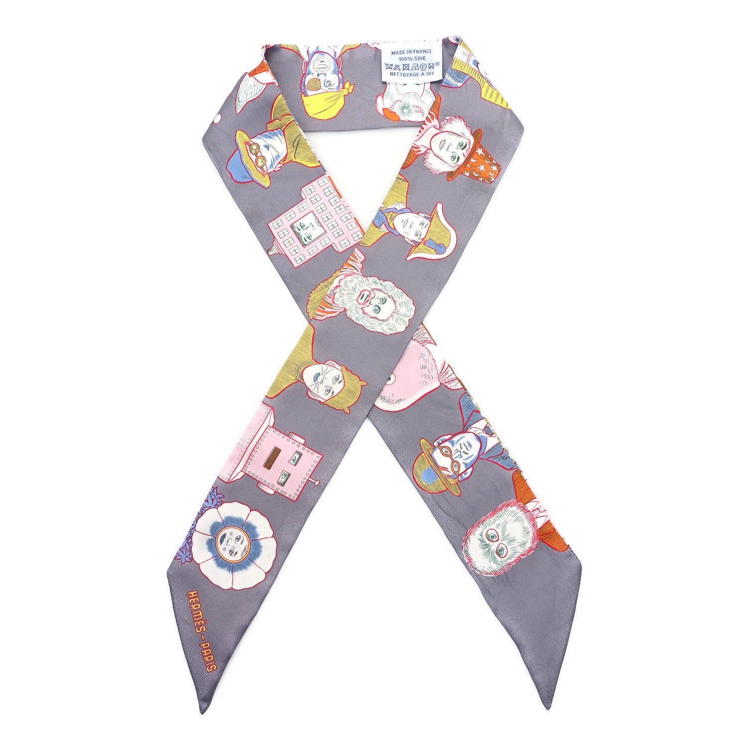 Hermes Silk Dress Code Twilly Gris Jaune Vif Orange 1 of 3