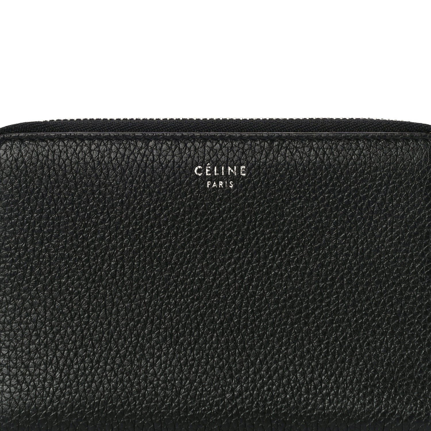 Celine Drummed Calfskin Zip Around Multifunction Wallet Black Citron 7 of 9