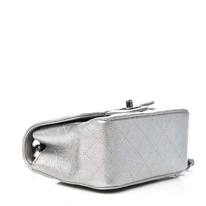 Chanel Metallic Caviar Quilted Mini Square Flap Silver 4 of 11