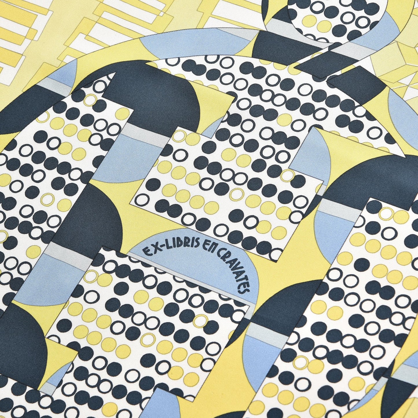 Silk Ex-Libris En Cravates 90 Scarf Jaune Marine Ciel