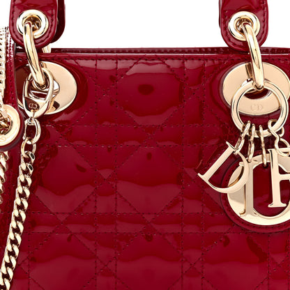 Christian Dior Patent Cannage Mini Lady Dior Red 8 of 12