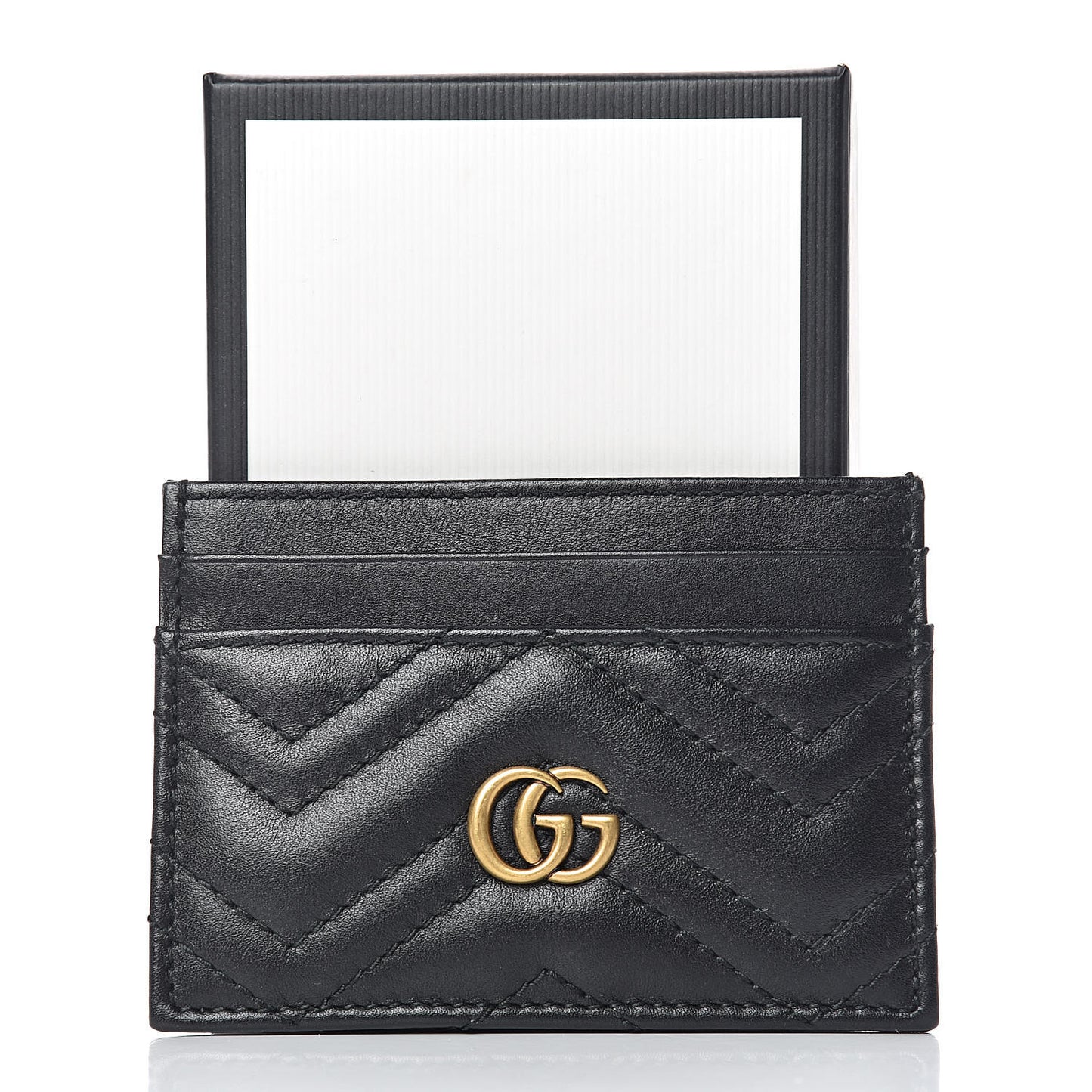 Calfskin Matelasse GG Marmont Card Holder Black