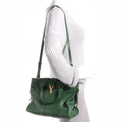 Saint Laurent Sheepskin Mini Cabas ChYc Tartan Green 2 of 9