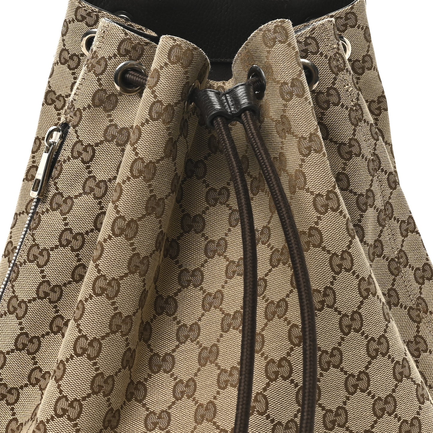 Monogram Dollar Calfskin O Drawstring Backpack Beige Ebony Testa di Moro Dark Chocolate