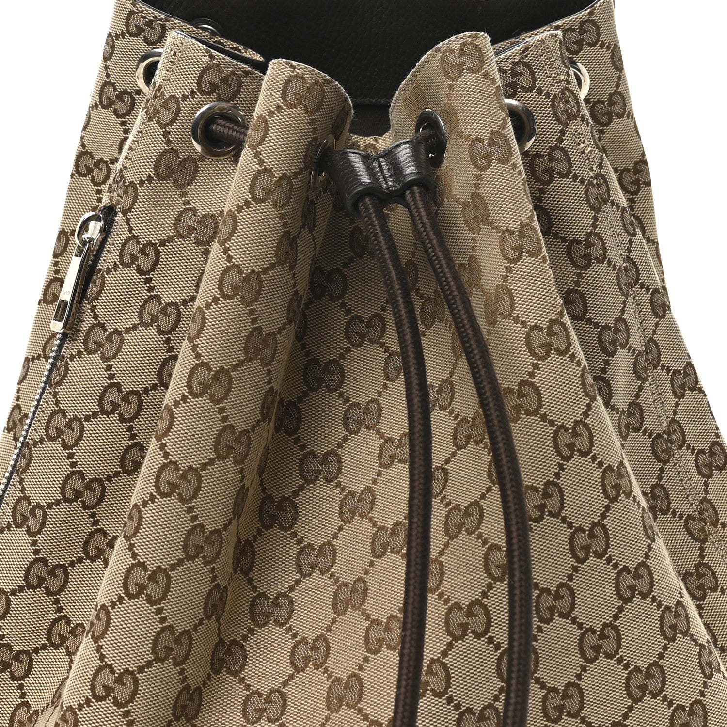 Gucci Monogram Dollar Calfskin O Drawstring Backpack Beige Ebony Testa di Moro Dark Chocolate 8 of 10