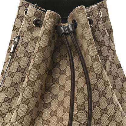 Gucci Monogram Dollar Calfskin O Drawstring Backpack Beige Ebony Testa di Moro Dark Chocolate 8 of 10