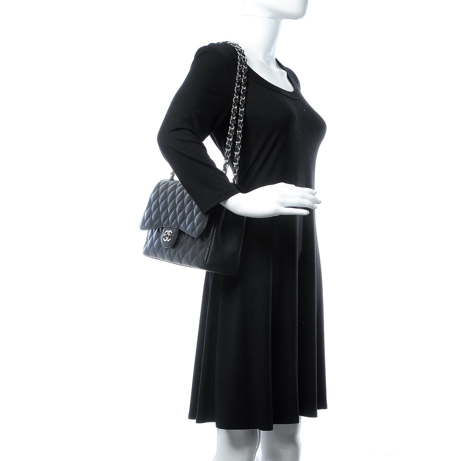 Chanel Caviar Quilted Jumbo Double Flap Black 2 of 8