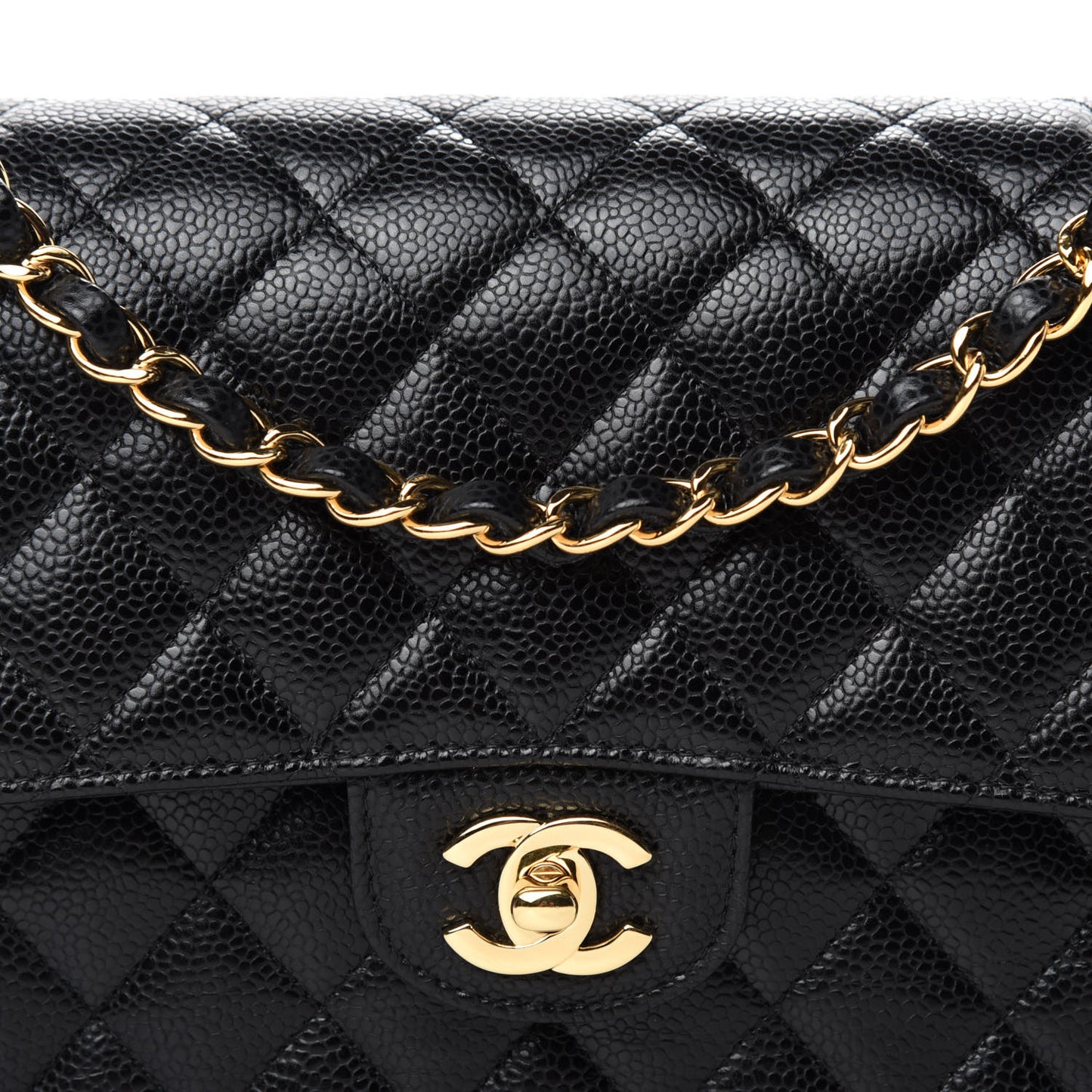 Caviar Quilted Medium Double Flap Black