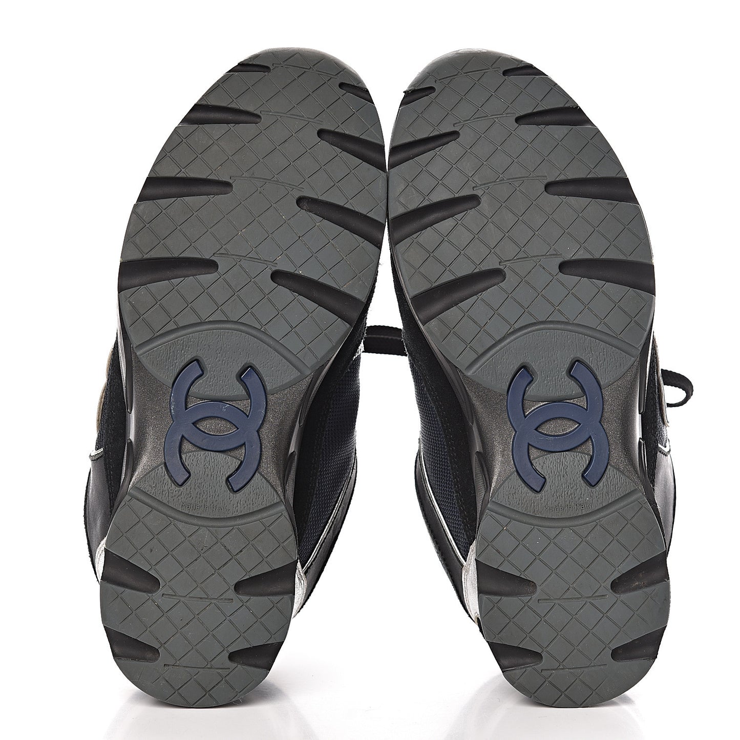 Suede Calfskin CC Sneakers 36.5 Black Navy