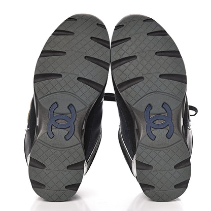 Chanel Suede Calfskin CC Sneakers 36.5 Black Navy 7 of 9