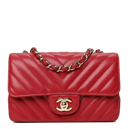 Chanel Caviar Chevron Quilted Mini Rectangular Flap Dark Pink 1 of 4