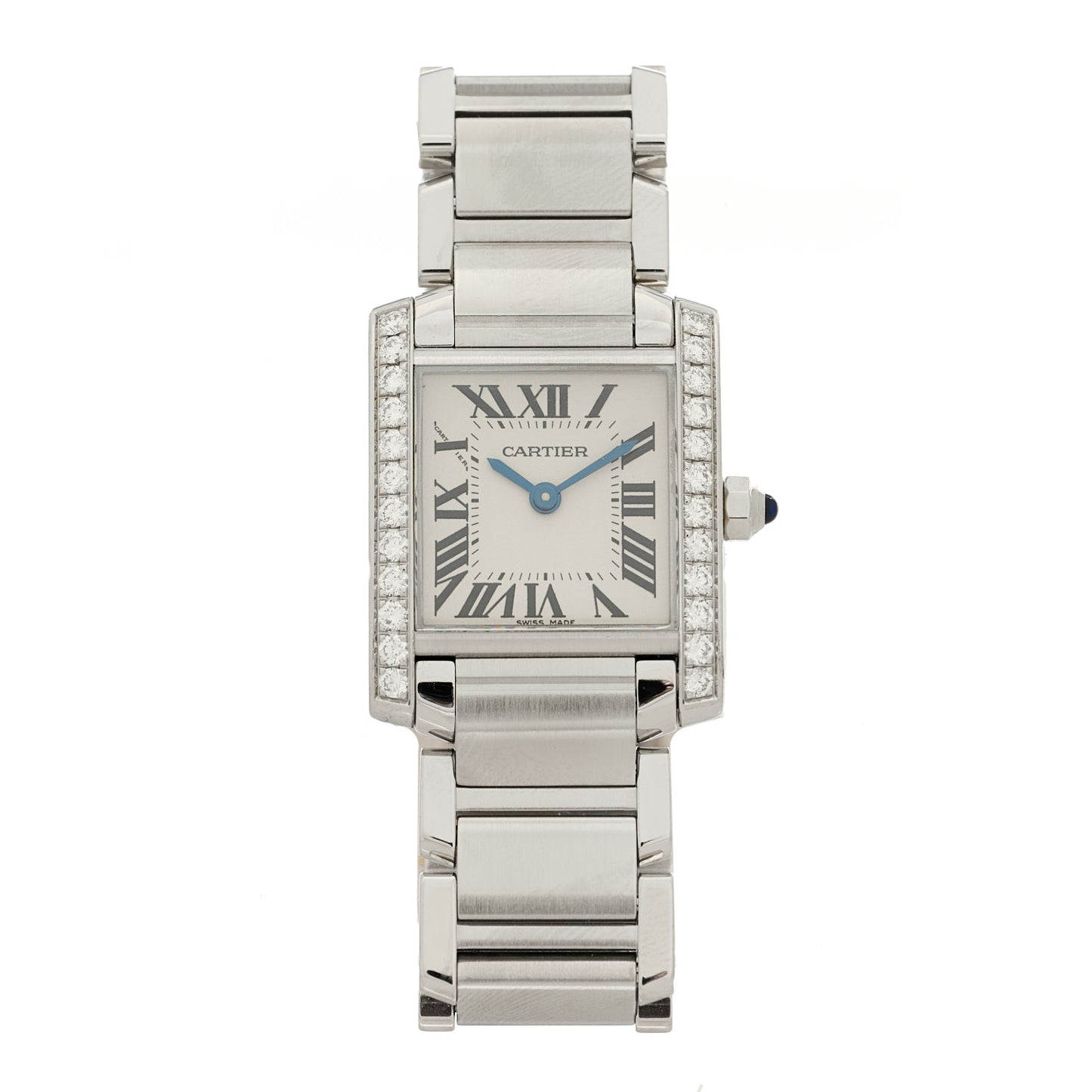 Stainless Steel Diamond Bezel 20mm Tank Francaise Quartz Watch