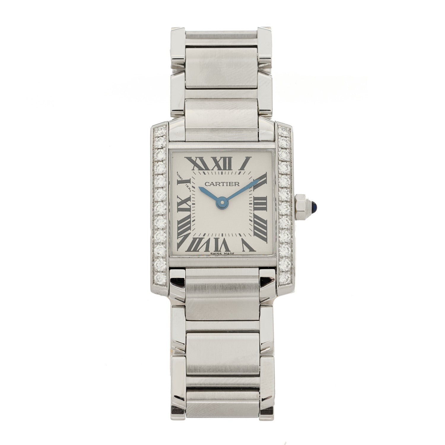 Cartier Stainless Steel Diamond Bezel 20mm Tank Francaise Quartz Watch 1 of 4
