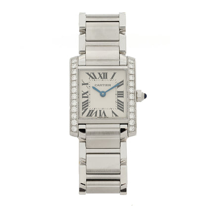 Cartier Stainless Steel Diamond Bezel 20mm Tank Francaise Quartz Watch 1 of 4