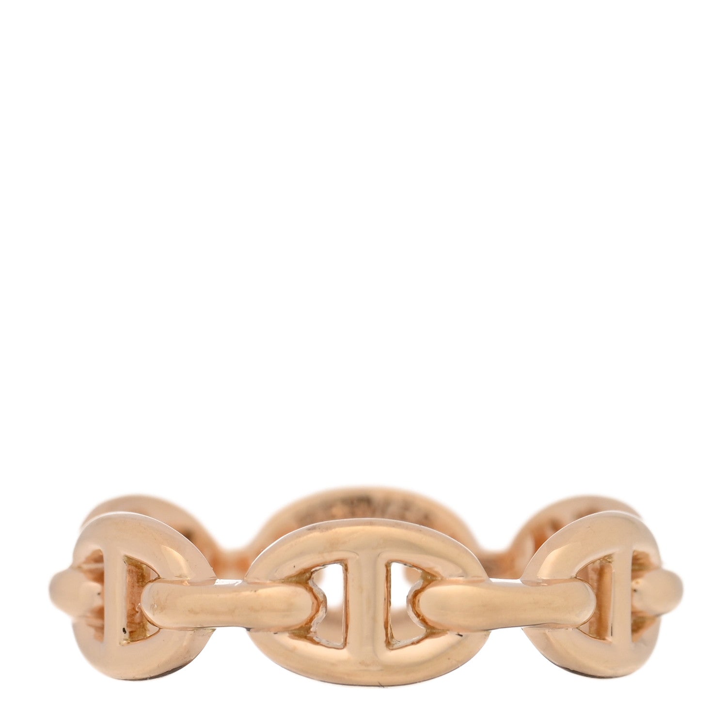 Hermes 18K Rose Gold PM Chaine d'Ancre Enchainee Ring 55 7.25 1 of 4
