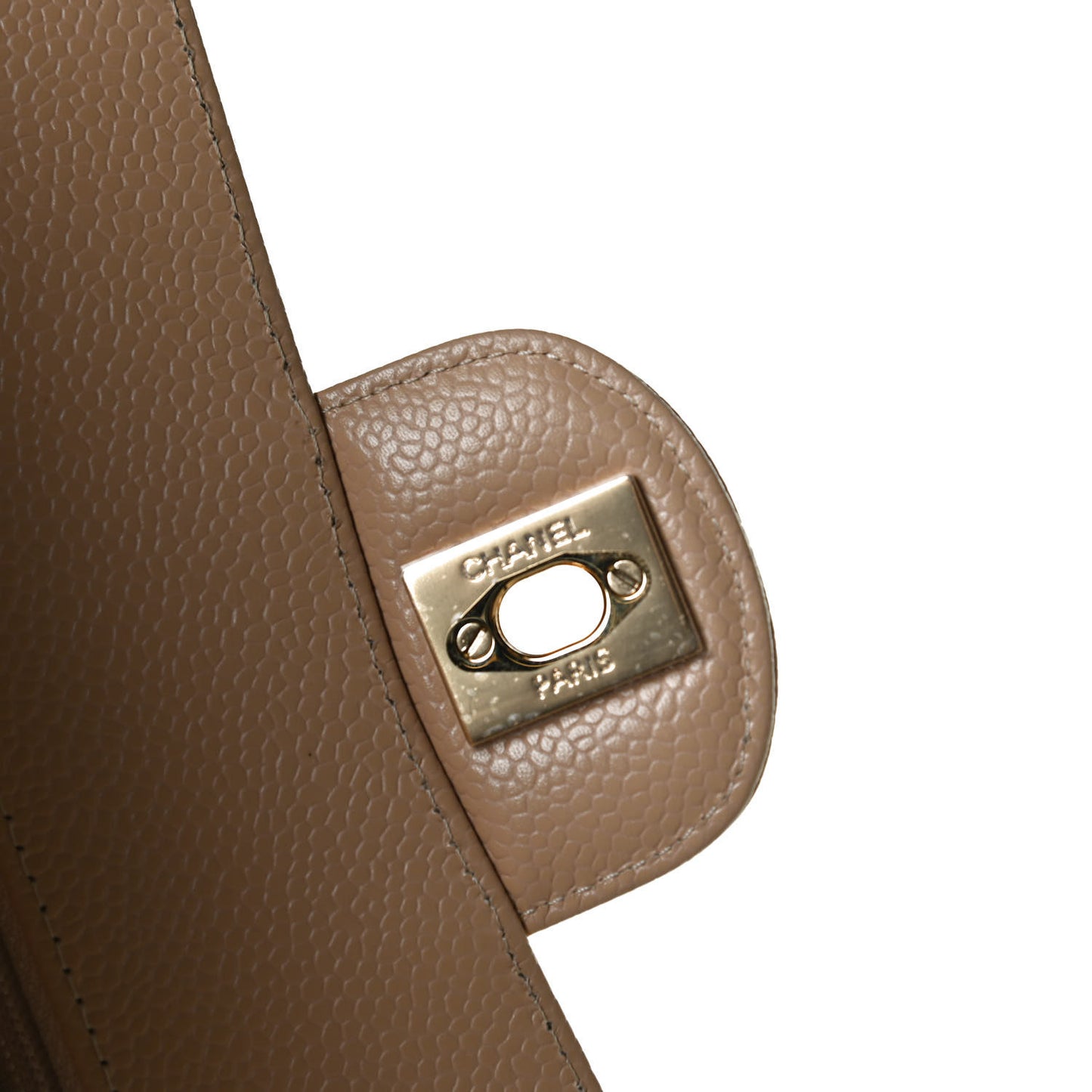 Caviar Quilted Small Double Flap Beige