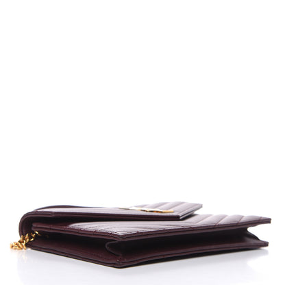 Saint Laurent Nappa Matelasse Chevron Monogram Chain Wallet Amaranto 4 of 9