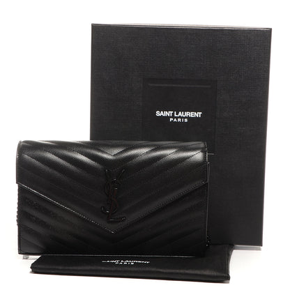 Saint Laurent Matelasse Chevron Monogramme Chain Wallet Black 5 of 10
