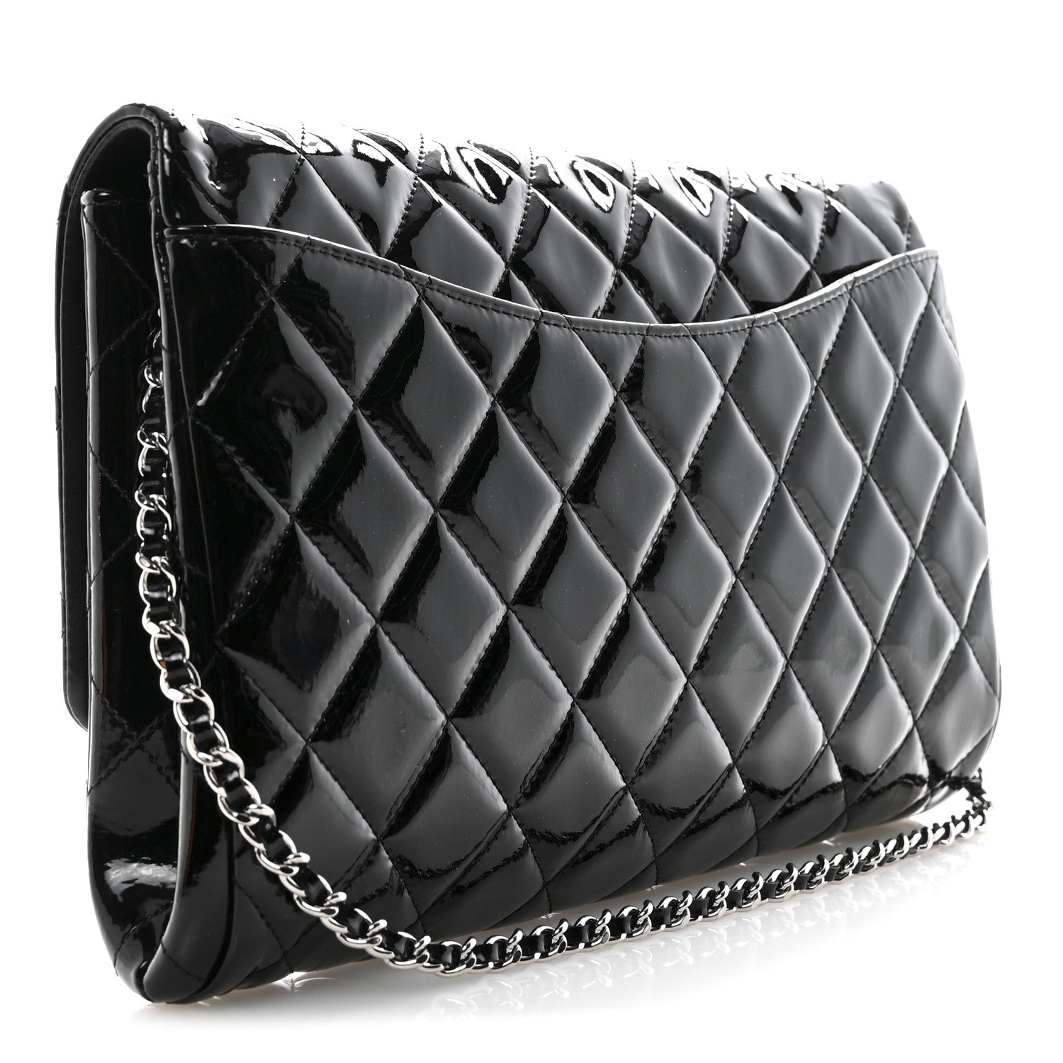 Chanel Patent Quilted Clutch with Chain Flap Black 3 of 13