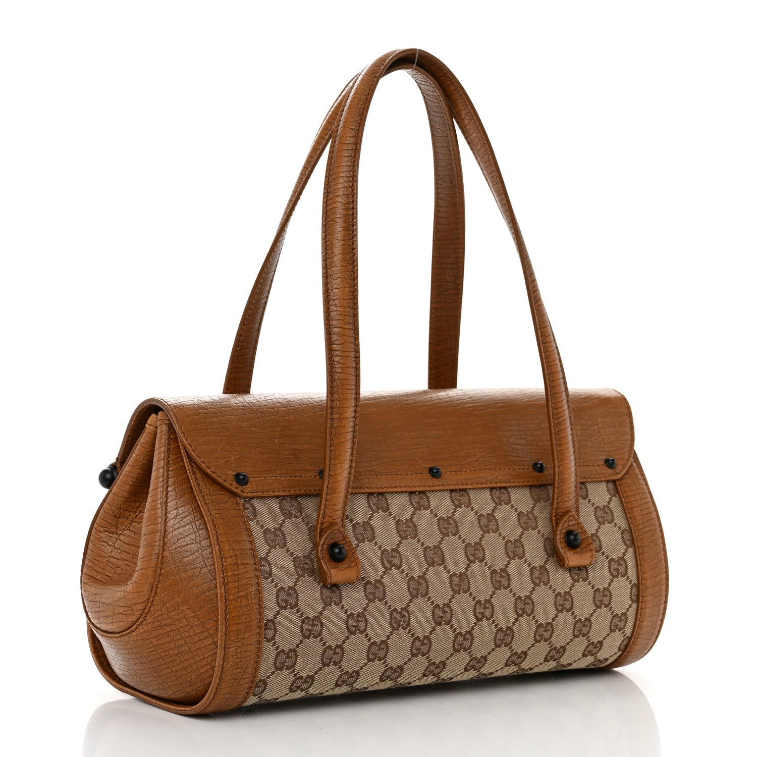 Gucci Monogram Bamboo Bullet Satchel Brown 2 of 12